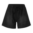 thumbnail image 3 of Ierhent Shorts for Women Womens 2025 Casual Shorts Waist Drawstring Front Pockets Comfy Elastic Summer Shorts with Pockets Black,L, 3 of 4