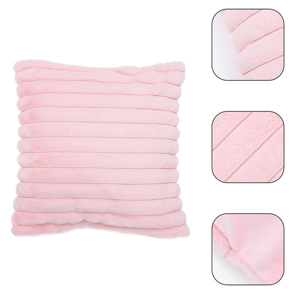 FOMIYES Fluffy Pink Polyester Sofa Pillow Covers Washable for Home Decor 2Pcs