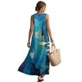 thumbnail image 2 of Jiueut Crane Bird Watercolor Mountain Print Summer Dresses for Women Flowy Casual Midi Dress Beach Vacation Sundresses with Pockets Round Neck Sleeveless Breathable Loose Fit Resort Wear, L, 2 of 7