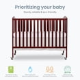 thumbnail image 3 of Dream On Me Full Size 2-in-1 Folding Stationary Side Crib, Locking Wheels, Cherry, 3 of 10