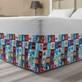 thumbnail image 1 of Marine Bed Skirt, Cartoon Style Nautical and Animals Maritime Sea Life Pirates Joy Composition, Elastic Bedskirt Dust Ruffle Wrap Around for Bedding Decor, 4 Sizes, Multicolor, by Ambesonne, 1 of 2