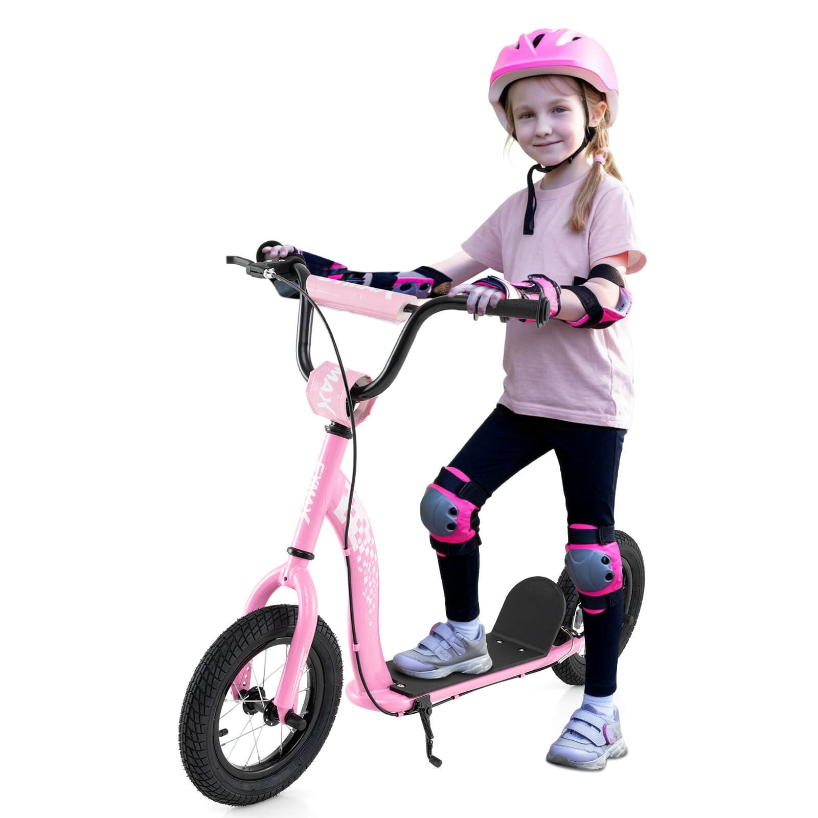 Gymax Kids Scooter w/ Adjustable Height Handlebar 12'' Inflatable