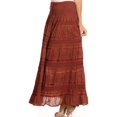 thumbnail image 4 of Sakkas Lace and Ribbon Peasant Boho Skirt - Brown - One Size, 4 of 5