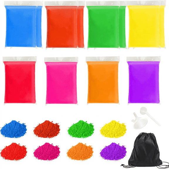 2LB 12 Pack Color Run Powder Kit with Storage Bag, 2.65 Oz per Bag, 8-Color Portable Festival Color War Party Supplies