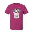 thumbnail image 2 of Wild Bobby, Love The Little Things Artsy Jar with Flowers Pop Culture Men's Graphic T-Shirt, Fuschia, X-Large, 2 of 3