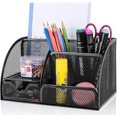 thumbnail image 3 of Jinsinto [High Capacity Desk Manager]: A mesh desk manager, 6 compartments and 1 sliding drawer, which is enough for you to sort your daily supplies and office supplies on the desk. Research shows that a neat desktop can make work faster, easier and more creative [High Quality]: The tabletop storage box is made of high-quality iron and has a rust-proof coating sustainable. Color fastness, smooth and beautiful edges, durable and safe. cute desk accessory has four cushions at the bottom to protect your desk [multi-functional desk accessories]: as desk decorations, home office accessories and pen holders, or as gifts for teachers, students and your loved ones. You can gadgets on the desktop. It's easy to find the accessories you need, saving your valuable time. [out of the box]: The desktop manager has been completely assembled and can be used directly. The grid design makes the appearance unique and fashionable. [Application]: The metal desktop storage box is universal and can be used by students, teachers and teachers. teachers. It is suitable for storage in school lockers, offices and even kitchens!, 3 of 5