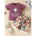 thumbnail image 2 of Bagilaanoe 2pcs Newborn Baby Girl Short Pants Set Letter Print Short Sleeve T-shirt Tops + Shorts 3M 6M 9M 12M 18M 24M Infant Casual Summer Outfits, 2 of 9