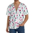 thumbnail image 3 of Xecao offers the Tulips Flowers for Men's Casual Short-sleeved Shirt, a button-up collared shirt with a pocket, perfect for beach vacations and yacht travel in the Small size., 3 of 7