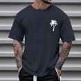 thumbnail image 2 of RYDCOT Men's Round Neck Short Sleeve Printed Tee Palm Tree Vintage Casual Cotton Shirt Hawaiian Summer Beach T Shirts Navy, 2 of 4