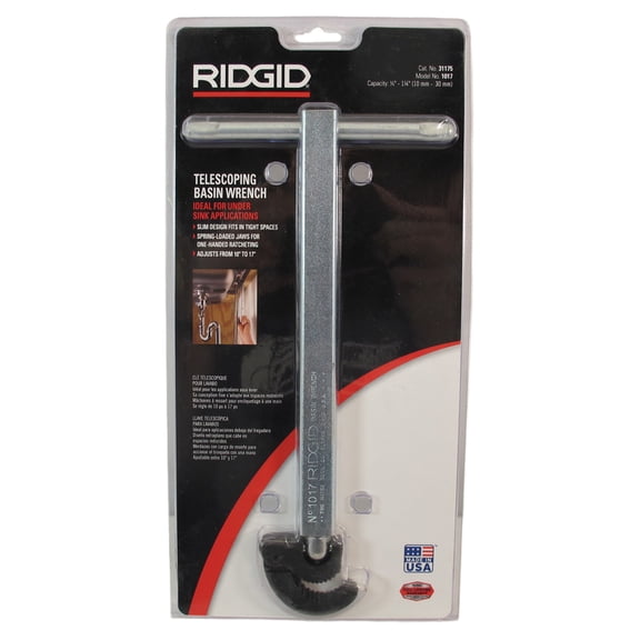 Ridgid Basin Wrench, Alloy Steel, 10 in 31175