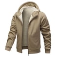 thumbnail image 2 of HAOTAGS Mens Hooded Jacket, Fleece Lined Long Sleeve Zip Up Coat Casual Fall Winter Men's Outwear Coffee 3XL, 2 of 6