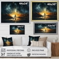 thumbnail image 5 of Designart "Sailboat Silhouette under Moonlit Sunset" Oversized Coastal Framed Wall Art - Coastal Yellow Coastal Minimalism Hallway Framed Wall Art Decor, 5 of 7