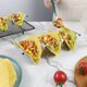 thumbnail image 2 of 4-pack W-shape Hollow Style Stainless Steel Mexican Taco Holder Corn Tortilla Holder 3 Compartments Gray Corn Tortilla Tray Baking Tools, 2 of 5