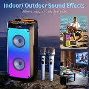 FanFun Karaoke Machine with 2 Wireless Microphones, Bluetooth Speaker, Portable PA System for Party, Sing Machine with Deep Bass, T10-T