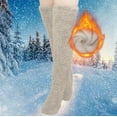 thumbnail image 2 of WREESH Women Fashion Thigh High Socks Over Knee Stockings High Fuzzy Socks Over Knee Winter Leg Warmers Plush Slipper Socks For Christmas Home Sleeping Beige, 2 of 6