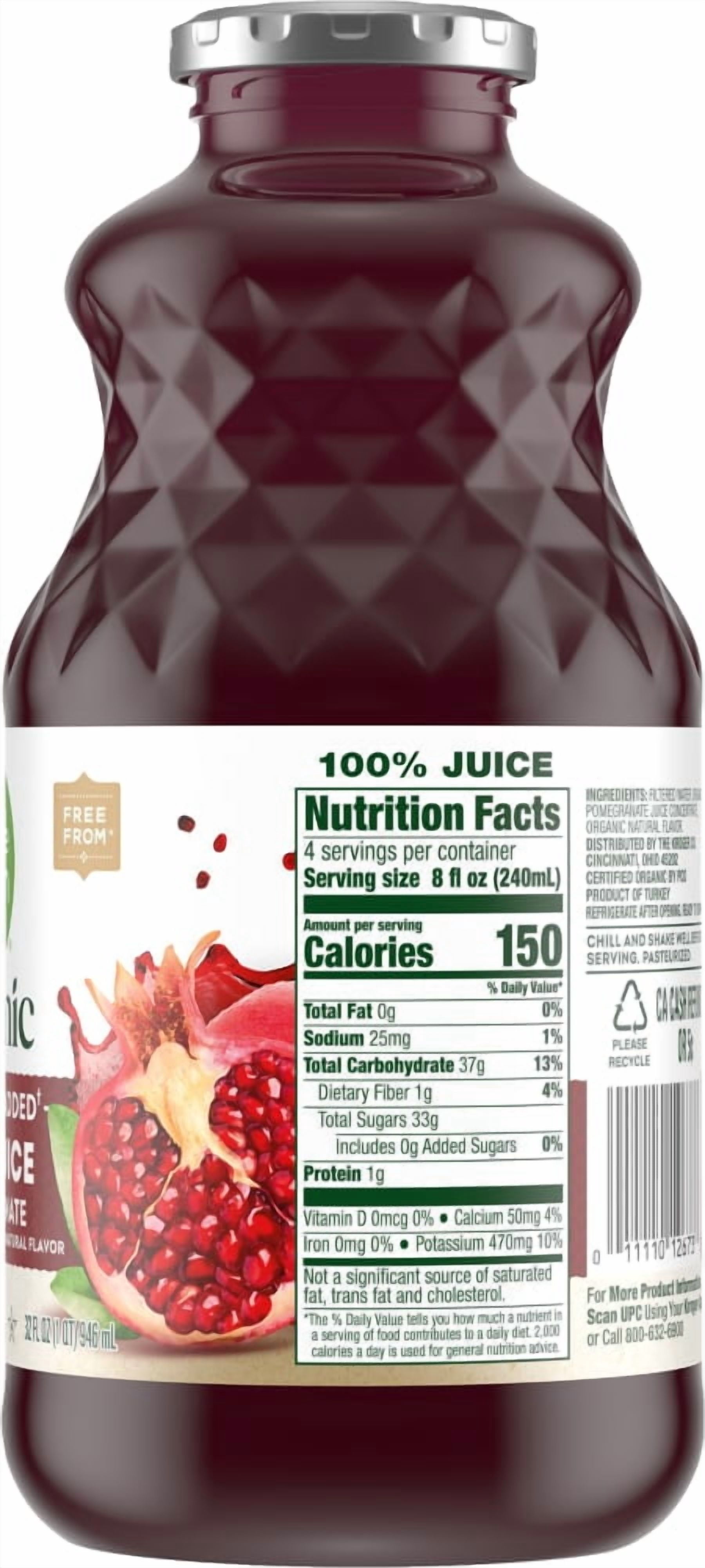 Simple Truth No Sugar Added Pomegranate 100% Juice 32 fl oz - 3 Count