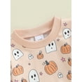 thumbnail image 6 of Suealasg Baby Boy Girl Halloween Outfits Set 6M 1T 2T 3T Toddler Boy Long Sleeve Ghost Print Sweatshirt+Long Pants 2Pcs Halloween-themed Clothes Costume, 6 of 7