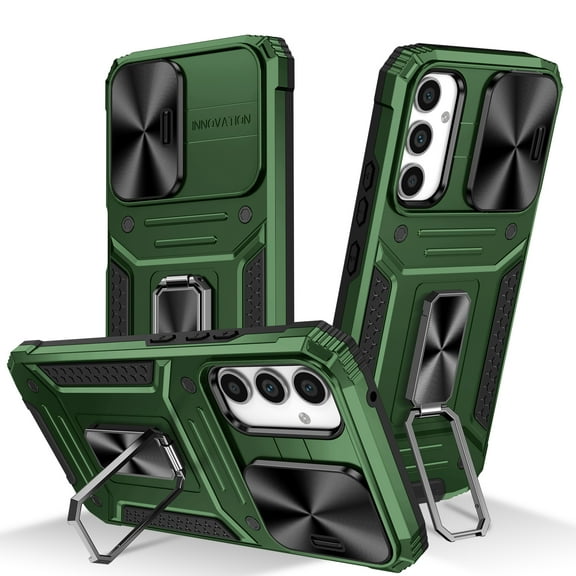 Allytech for Samsung Galaxy A34 5G Case with Camera Lens Protector, Full Body Shockproof Rugged Hybrid PC TPU Bumper Kickstand Slim Case Phone Cover for Samsung Galaxy A34 5G - Green