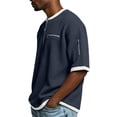 thumbnail image 3 of Lumtrix Short Sleeve Waffle Shirts for Men Spring Summer Quarter Zip Tops Casual Big and Tall Workout Pullover Navy M, 3 of 8