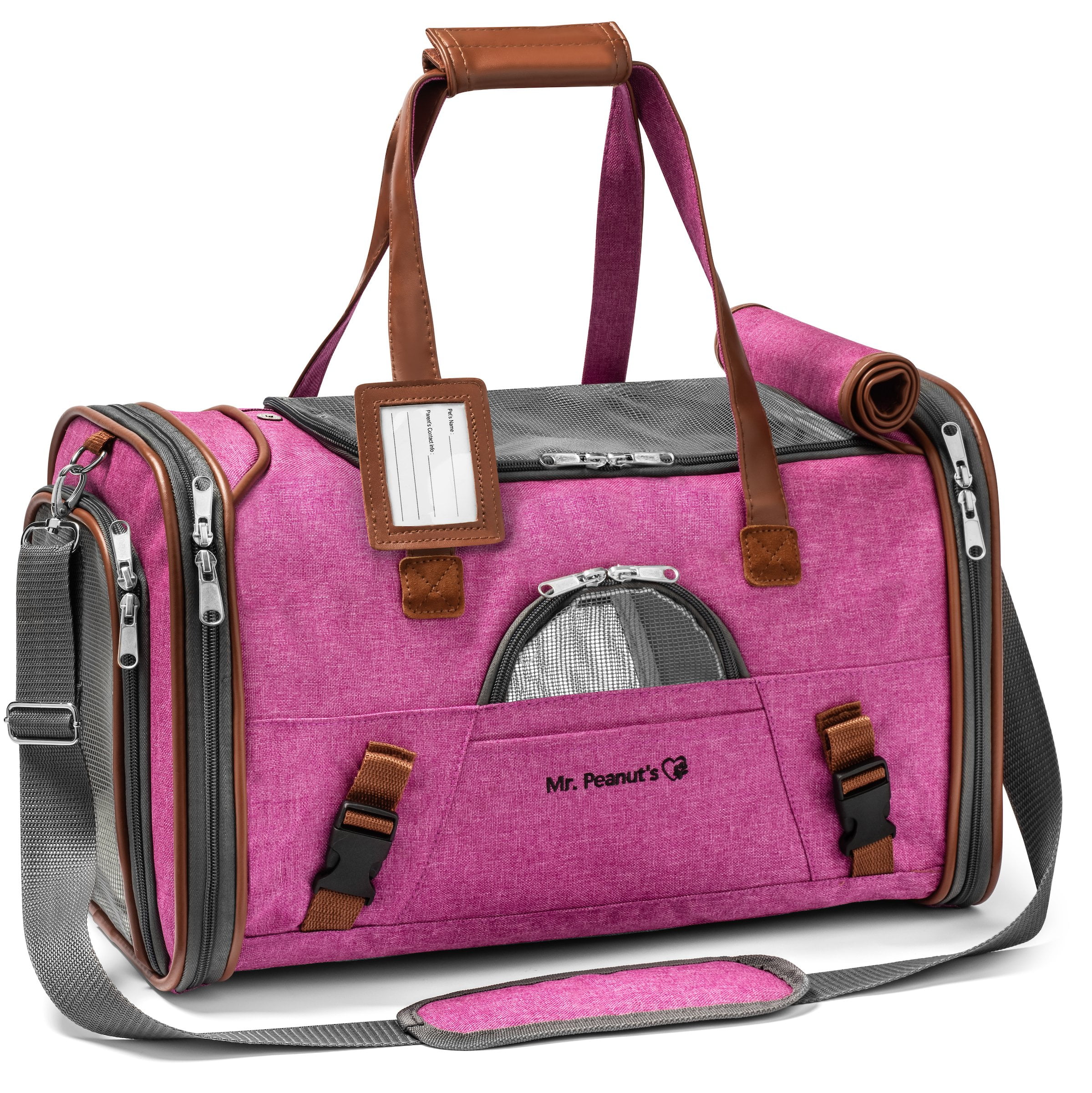 Paws & Pals Airline Approved Pet Carriers - Soft Sided Kennel, Pink