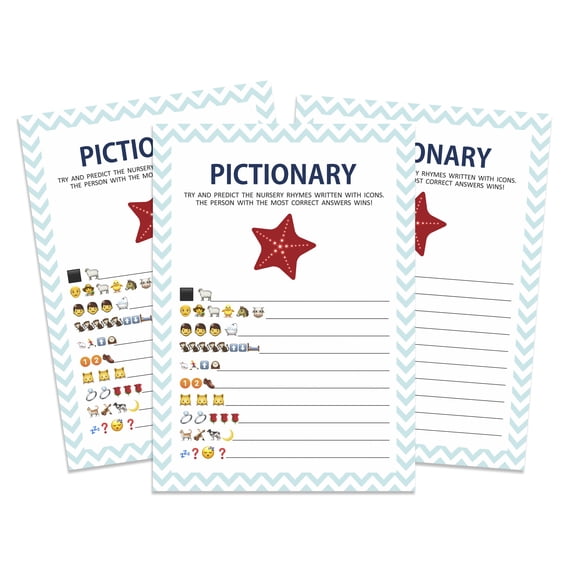 InkdotpotPack of 50,Boy BabyShower Party Collection,PictionaryBabyShower Party Games, Activities, Decorations,Pirates ThemeParty Supplies