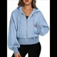 thumbnail image 1 of Sudaderas con Capucha y Cremallera para Mujer, Sudaderas , Casuales, Cómodas y Bonitas, Chaquetas con Cremallera, Conjuntos de Otoño A . Azul M, 1 of 10