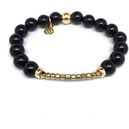 Julieta Jewelry Black Onyx Harper 14kt Gold over Sterling Silver Stretch Bracelet