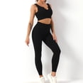 thumbnail image 3 of SWSMCLT Women's 2 Piece Outfits Crop Tank Tops and Athletic Workout 2Pcs Sexy Lounge Sets High Waisted Leggings Yoga Set Seamless Sporty U Neck Activewear Black Large, 3 of 3