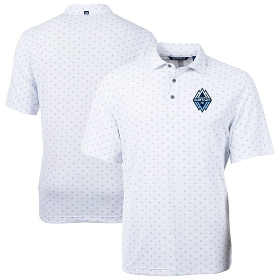 Men's-Cutter & Buck  White Vancouver Whitecaps FC Virtue Eco Pique Tile Print Recycled Polo