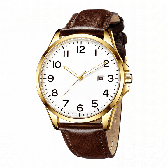 DESIGNICE Watch for Men, Fashion Minimalist Wrist Watch Waterproof Quartz Analog Date with Leather Strap, Minimalist Waterproof Men Watch
