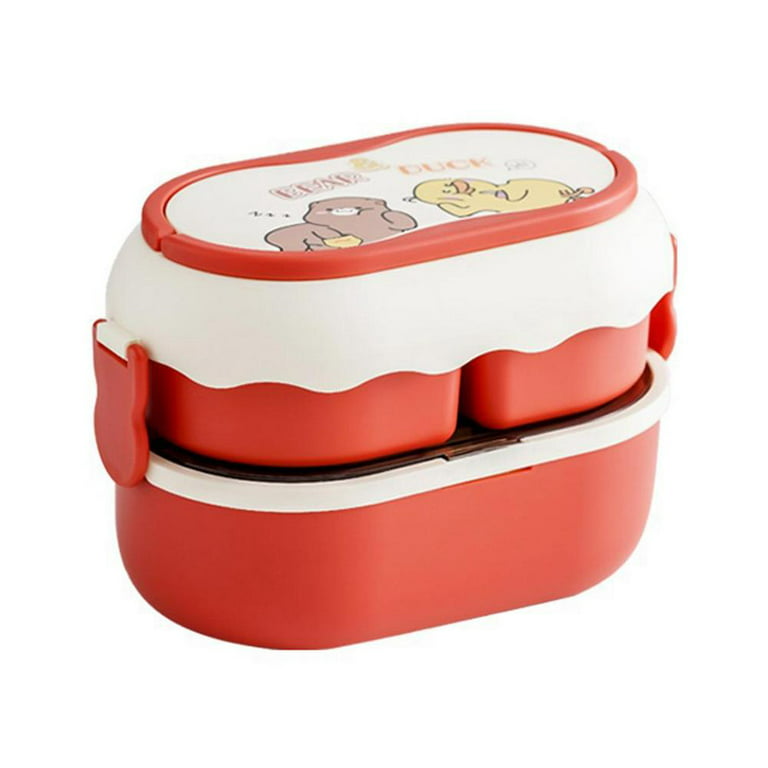 Cute Cat Shaped Lunch Box Double Layer Food Container with Fork and Spoon  Microwave Children Bento Box