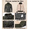 thumbnail image 4 of Xidunhg Men's Sherpa-Lined Plaid Flannel Shirt Jacket, Corduroy Button-Down Fleece Coat, Long-Sleeve Outdoor Casual Army Green XL, 4 of 13