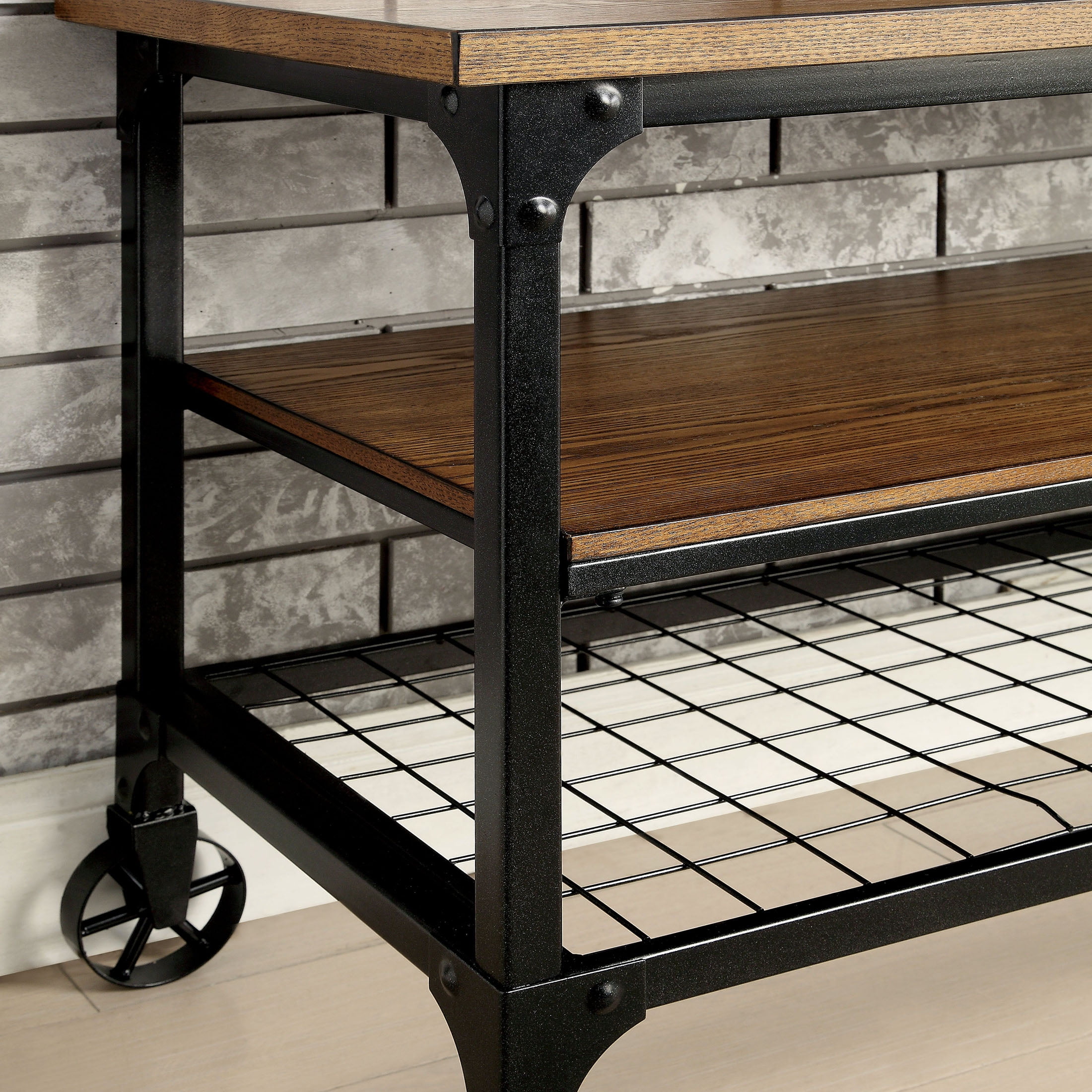 FOA Janson TV Stand for TVs up to 60" with Casters, Medium Oak
