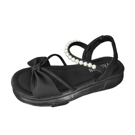 

WEAIXIMIUNG Womens Sandals Comfortable Wedge 2024 Women s Summer Fashion Open Toed Pearl Decorative Sandals Platform Non Slip Sandals Black 37