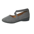 thumbnail image 2 of Viluyesy Womens Wedge Shoes, X-Strap Comfortable Pointed Toe Shallow Suede Ballet Flats Gray, 2 of 9