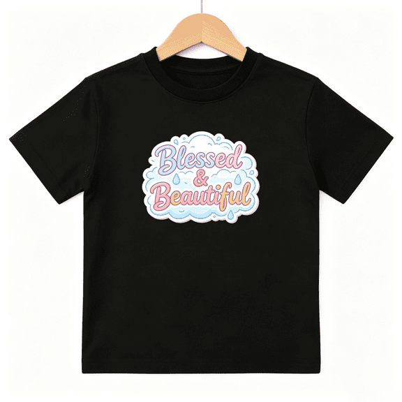 Blessed and Beautiful Girls Graphic Tee Faith Inspirational 100% Cotton Kids Short Sleeve T-Shirt 4-13Y