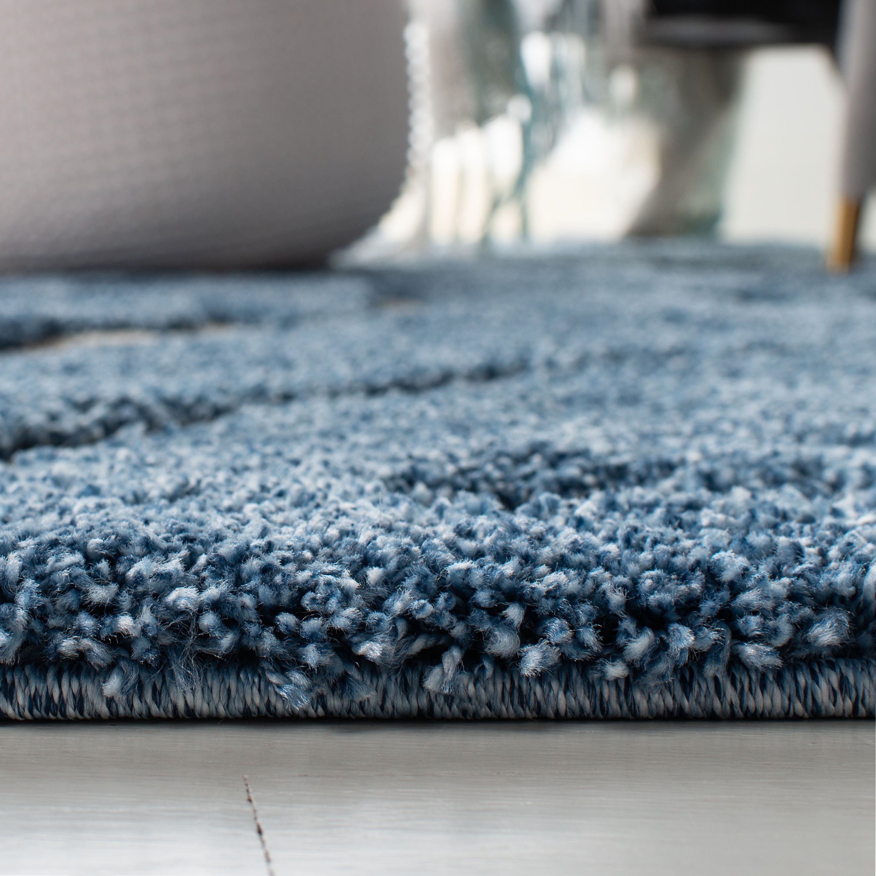Safavieh Florida Doug Floral Vines Geometric Shag Area Rug, Light Blue/Cream, 6' x 8'