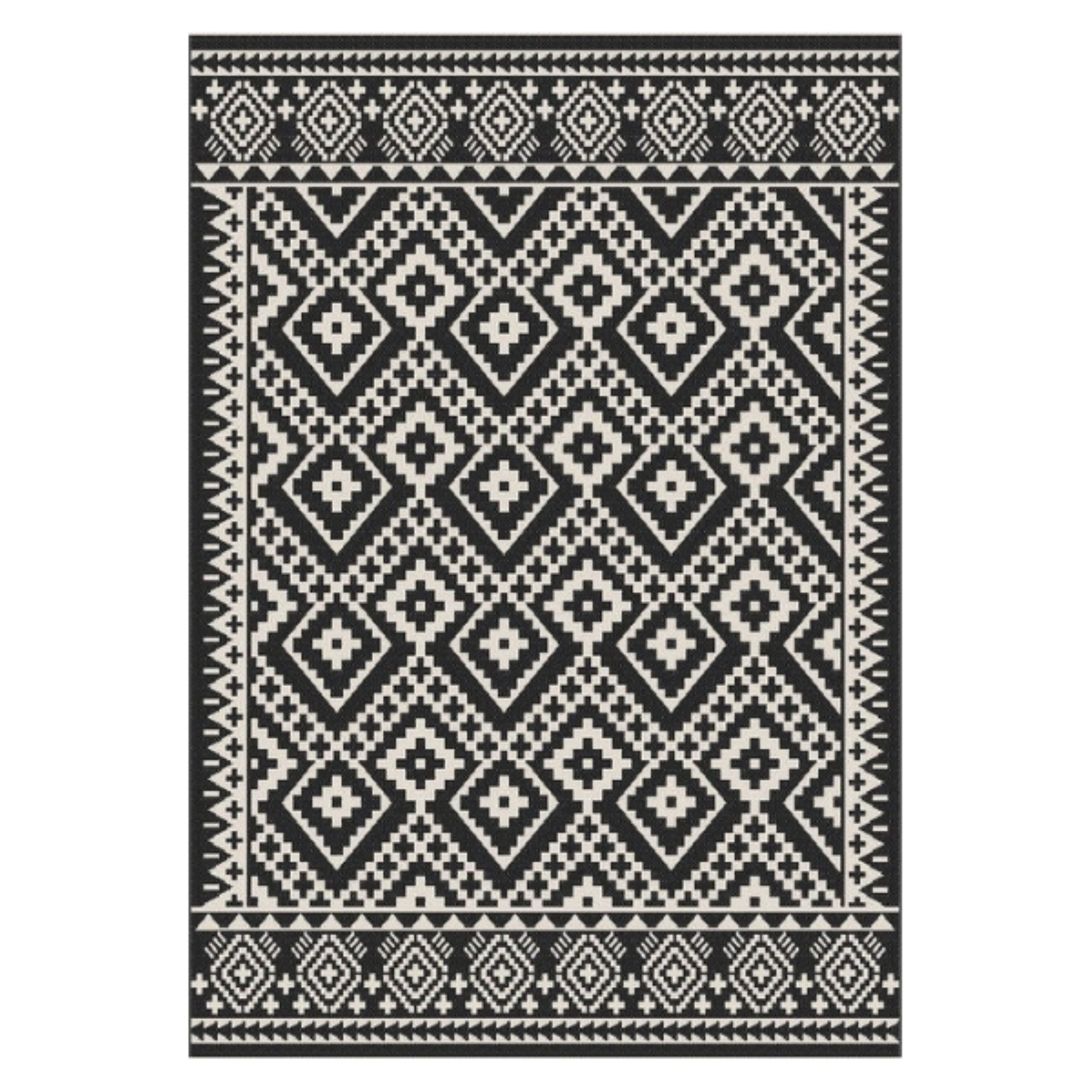 Quick Dry Black White Moroccan Indoor Outdoor Rug - Walmart.com
