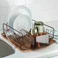 thumbnail image 2 of InterDesign Forma Lupe Kitchen Dish Drainer Rack with Tray for Drying Glasses, Silverware, Bowls, Plates - Amber/Bronze, 2 of 5