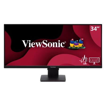 ViewSonic VA3456-MHDJ 34 Inch 21:9 UltraWide WQHD 1440p Monitor Frameless IPS with Ergonomics Design HDMI and DisplayPort Inputs for Home and Office (Used)