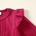 thumbnail image 4 of Kucnuzki Infant Baby Girls Outfits 18-24 Months Autumn Winter Solid Color Knit Top Flying Long Sleeves Top Pants with Headband 3pcs Clothing Sets Fall Winter Red, 4 of 10