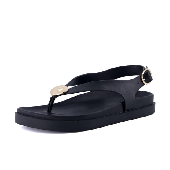 Cushionaire Expo Thong Sandals for Women, Comfortable Slingback Sandals with Arch Support and Cushioned Footbed