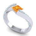 thumbnail image 2 of Diamond-Capitals 1.20 Carat Stunning Natural Diamond Citrine & Aquamarine Gemstone Wedding Ring for her Solid 14K White Gold Size 4, 2 of 8