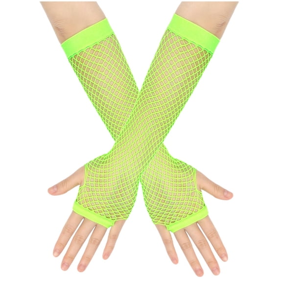 Women Fishnet Arm Warmers Elastic Mesh Long Gloves Retro Outfit Accessories Clubwear Festival Costume Fingerless Gloves Dance Toppers