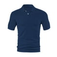thumbnail image 6 of LIUJUNSHOP Men Summer Lightweight Solid Short Sleeve Casual Lapel Sport Shirt Comfortable Breathable Fashion Top Navy XL, 6 of 6