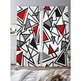 thumbnail image 3 of Abstract Lines Sheer Curtains 2 Panels Set Black Gray Red Triangle Geometric Modern Sheer Window Curtains Light Filtering Rod Pocket Voile Drapes for Bedroom Living Room 52"X96", 3 of 8