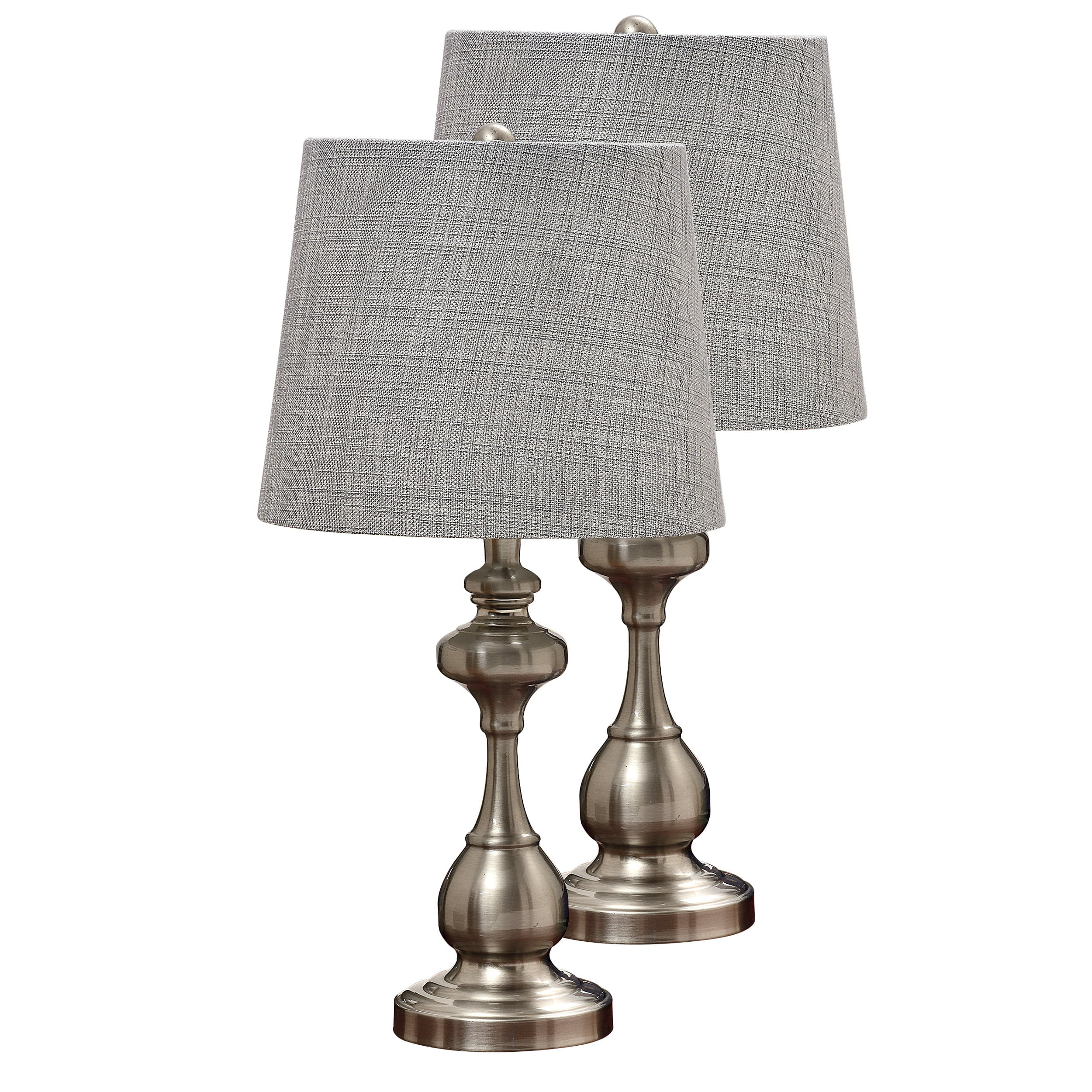 Brushed Nickel With Silver Fabric Shade Contemporary Table Lamps (Set Of 2)