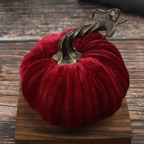 EGYMEN Velvet Pumpkin Decor, Soft Stretch Velvet Seasonal Decor with Cotton Filling, Elegant Fall Themed Pumpkins for Halloween and Thanksgiving(Wine)