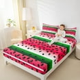 thumbnail image 4 of jejeloiu Abstract Watermelon Print Bed Sheets,Summer Fruit King Sheets,Red Green Ombre Sheet Set For Child,Ultra Soft Home Decor,4pcs, 4 of 7