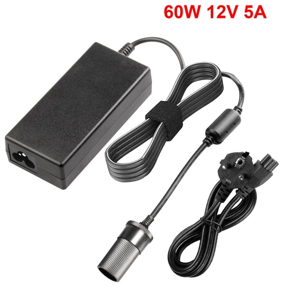 AC to DC Converter 110~220V to 12V 5A 60W Power Supply Car Cigarette Lighter Adapter to Wall Plug AC to DC Adapter for Car Vacuum Cleaner Inflator Refrigerator Cooler and Other Car Devices